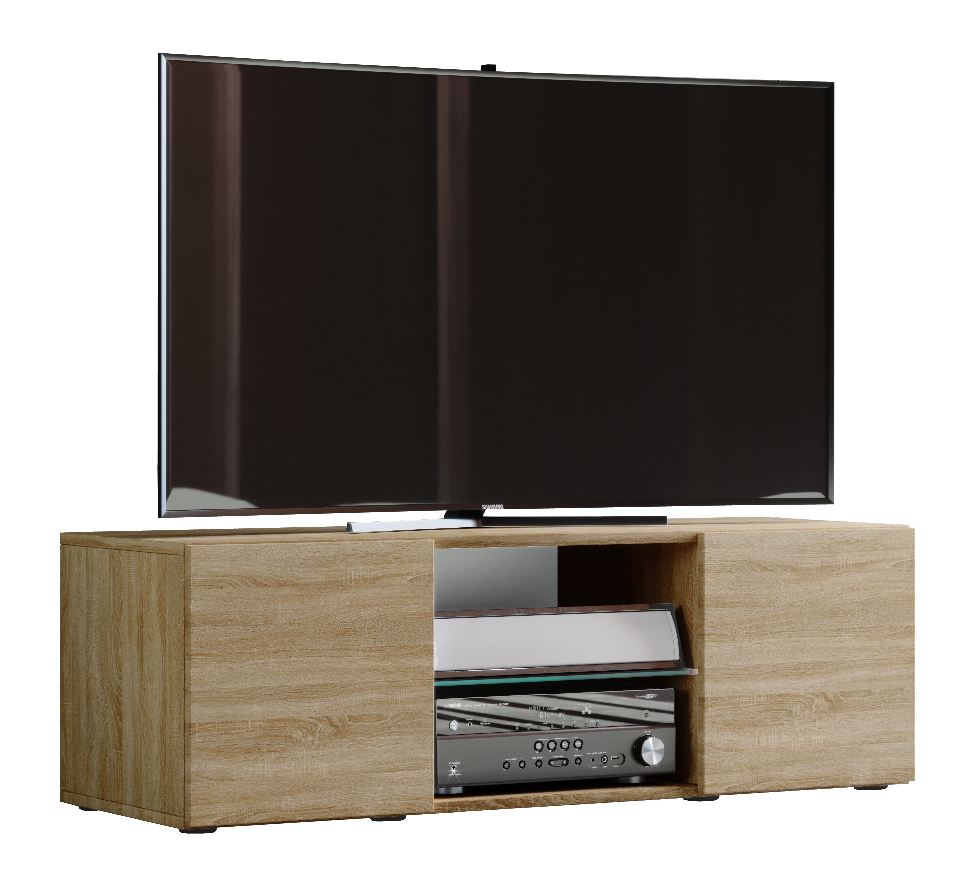 VCM TV Lowboard Fernseh Schrank Möbel Tisch Holz Sideboard Medien Rack Bank Sonoma-eiche 40 x 95 x 36 cm Lowina 